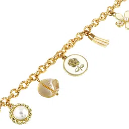 Asthetika Gold Plated Artificial Stones Studded & Beaded Charm Bracelet image 3