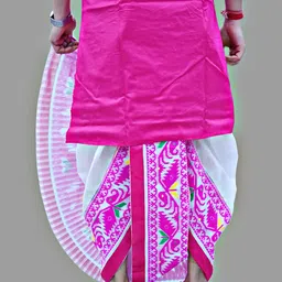 AMIT ONLINE Men Jamdani Border Ready To wear Mour Puccho Dhoti image 3