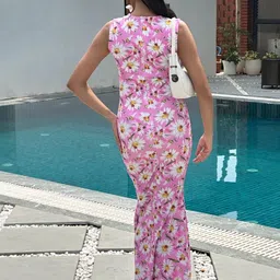 BAESD Floral Print Bodycon Maxi Dress image 3