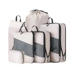 HOUSE OF QUIRK Beige Set of 6 Water Resistant Multi-Utility Organisers-picture-36