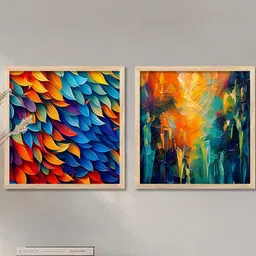 WALLLANE Set of 2 Wood Floral and Botanical Wall Paintings image 4