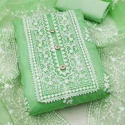 HERE&NOW Embroidered Organza Unstitched Dress Material-picture-15