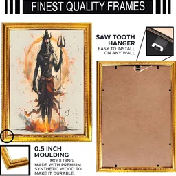 blinkart Black & Yellow Printed Lord Shiva Religious Wall Art image 4