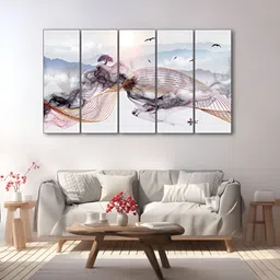 The Castle Decor White & Blue 5 Piece Wood Other Wall Paintings-image-67