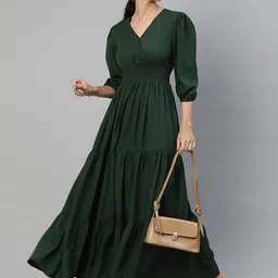 Femvy Tiered V-Neck Fit & Flare Maxi Dress-picture-23
