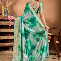 VelvetHue Tie and Dye Silk Blend Mysore Silk Saree image 3