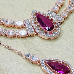 VATSALYA creation Rose Gold-Plated Alloy Artificial Stones Statement Necklace image 2