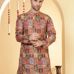Anouk Men Ethnic Motifs Printed Mandarin Collar Straight Kurta-picture-24