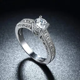 shree shyam jewells 925 Silver Zircon Stylish Ring for Women | Rhodium Finish | 6M Warranty Sterling Silver Cubic Zirconia Sterling Silver Plated Ring image 3
