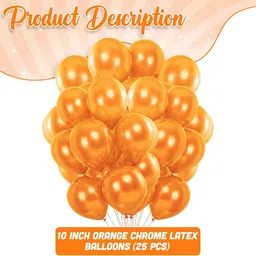 bzore Solid 50 Pcs Metallic Orange Ballons for Birthday, Anniversary & Party Decoration Balloon image 3