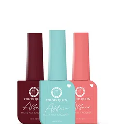 Colors Queen Affair 3Pcs Matte Nail Lacquer-13ml Each-Regal Ruby-Bubble Gum Pop-Frost Grey image 4