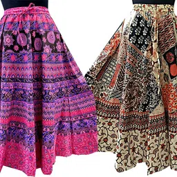bajrangi fashionn Women Printed Flared Multicolor Skirt-picture-24