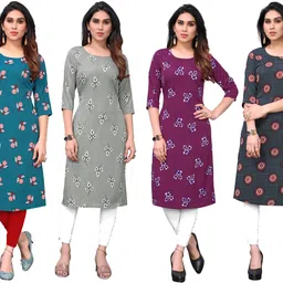 ketaki fashion Pack of 4 Women Printed Crepe Straight Kurta-picture-28