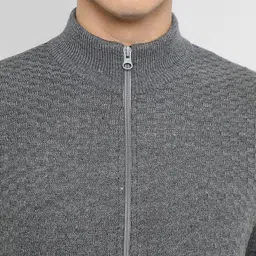 dennis lingo Men Solid Turtle Neck Grey Sweater image 2