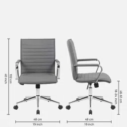furniturstation Goris Leatherette Executive Chair in Grey Colour image 2