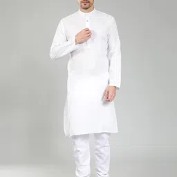 lyplo Men Solid Cotton Blend Straight Kurta-picture-10