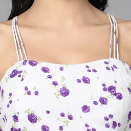 aayu Women Maxi White, Purple Full Length Dress image 5