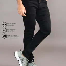 lzard Men Regular Mid Rise Black Jeans-picture-20