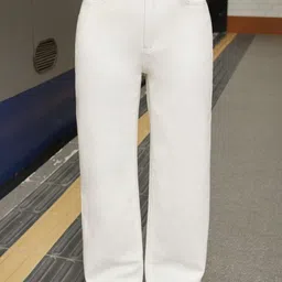 n j fashions Women Flared High Rise White Jeans image 3