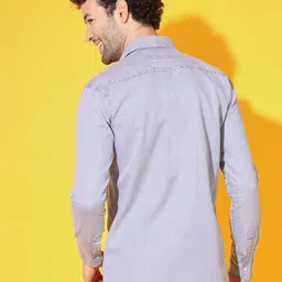 double one Men Regular Fit Washed Spread Collar Casual Shirt image 2