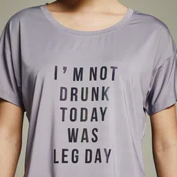 mkh Women Graphic Print Crew Neck Polyester Purple T-Shirt image 4