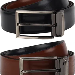 louis philippe Men Black, Brown Genuine Leather Reversible Belt-picture-18