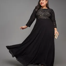 miss chase Women Maxi Black Full Length Dress image 1