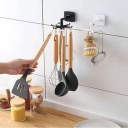 2 Pcs Adjustable 360° Rotating Folding Hook Wall-Mounted Utensils Hanger Hook Random Colour Towel Holder-image-81