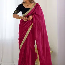 KALINI Embellished Sequinned Saree With Blouse Piece-picture-14