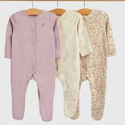 mothercare Girls Pack of 3 Printed Sleepsuit-image-8