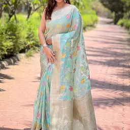 ELITE WEAVES Floral Zari Silk Blend Banarasi Saree-picture-17