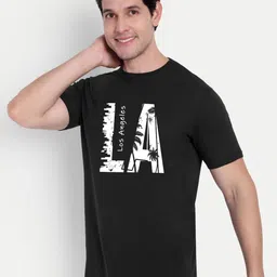 BENNY BROOKS Los Angeles Typography Printed Round Neck Cotton Casual T-shirt image 3