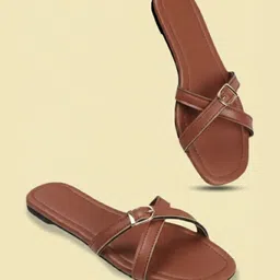 DIOCHI Women Open Toe Flats with Buckles-image-9