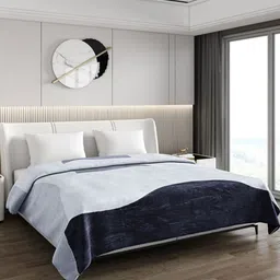 Monte Carlo White & Grey Mild Winter 550 GSM Double Bed Blanket-image-95