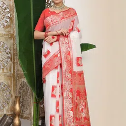 Astita Woven Design Zari Linen Blend Saree-picture-49