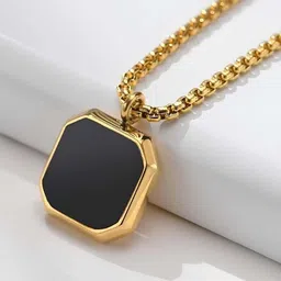 P. R. PRINTS Stainless Steel Gold-Plated Square Pendants With Chains image 3