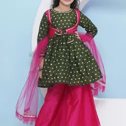 Bitiya by Bhama Girls Ethnic Motifs Empire Gotta Patti Kurta with Palazzos & With Dupatta-picture-34
