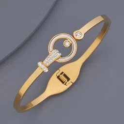 Kushal's Fashion Jewellery Gold-Plated Stone-Studded Kada Bracelet-picture-41