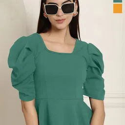 Metronaut Puff Sleeve Peplum Top-picture-21