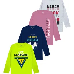 MIST N FOGG Boys Pack Of 4 Typography Round Neck Long Sleeves Printed T-shirt-picture-51