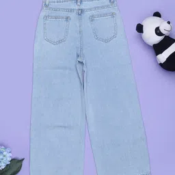 V-Mart Girls Regular Fit Mid-Rise Light Fade Jeans image 2