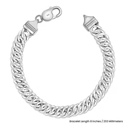 LeCalla Men Sterling Silver Cubic Zirconia Handcrafted Silver-Plated Link Bracelet image 2