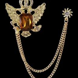 Curren Gold-Plated Rhinestone Studded Crown Shape Brooch-picture-18