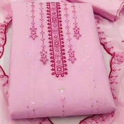 SAINOOR Embroidered Silk Georgette Unstitched Dress Material image 4