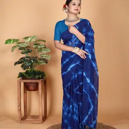 VRAGI Tie and Dye Pure Georgette Leheriya Saree image 3