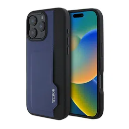 CG MOBILE Tumi Midnight Blue Iphone 16 Pro Leather Vertical Card Slot Perforated Hard Case-picture-45