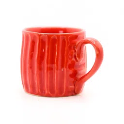 Rare Planet Red 2 Pieces Textured Ceramic Glossy Mugs-270 ml each image 2