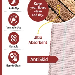Kuber Industries Cream Color & Maroon 6 Pieces AntiSlip Textured Doormats image 5