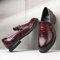 House of Pataudi Men Round Toe Slip-On Loafers Formal Shoes-picture-22