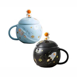 NOSCOMP Blue & Black Printed Ceramic Glossy Cups Set of Cups and Mugs-picture-37